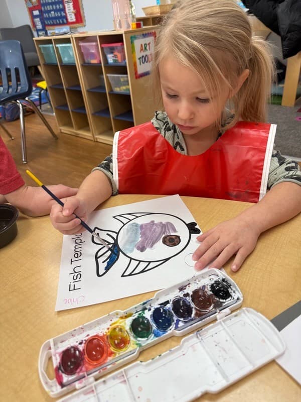Preschooler painting