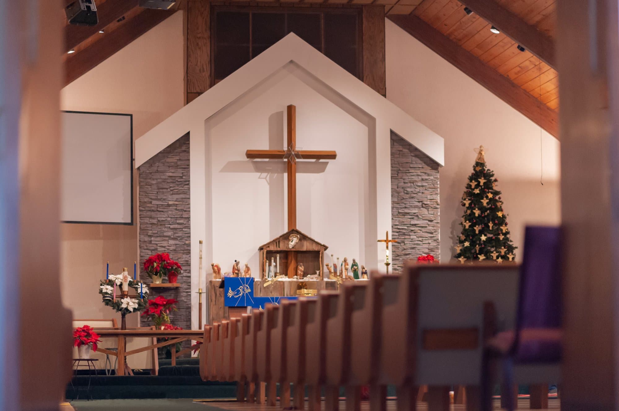 Trinity Lutheran sanctuary at Christmas