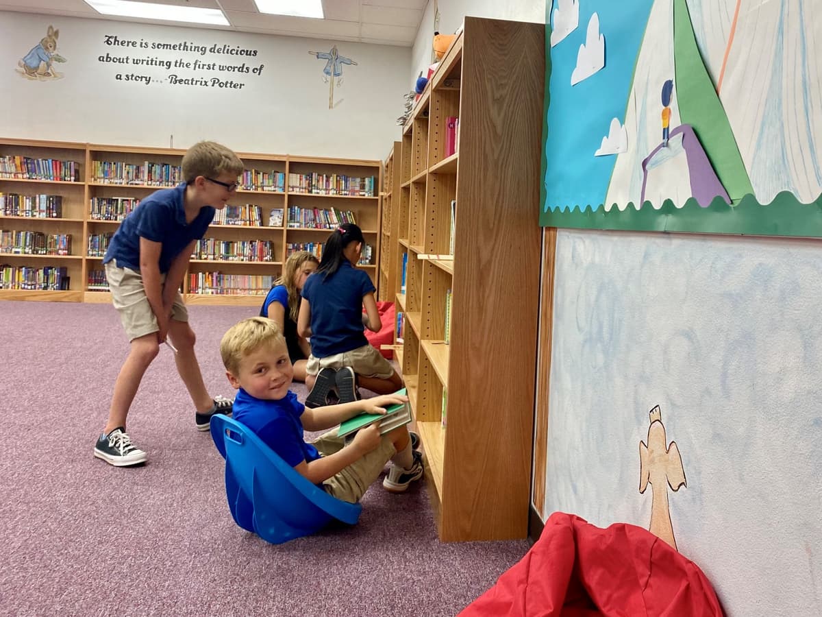 Students in the library