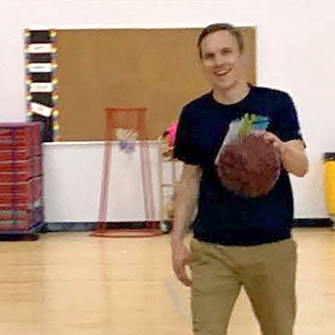 Pastor with a basketball